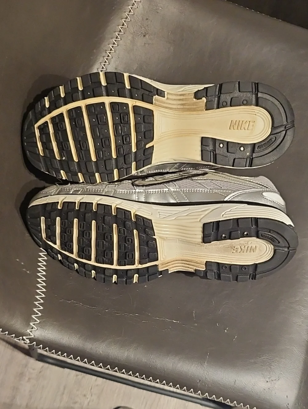 Nike Metallic P-6000 Silver and White Low-Top Sneakers